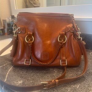Dooney & Bourke Brown Leather Satchel with Brass Hardware
